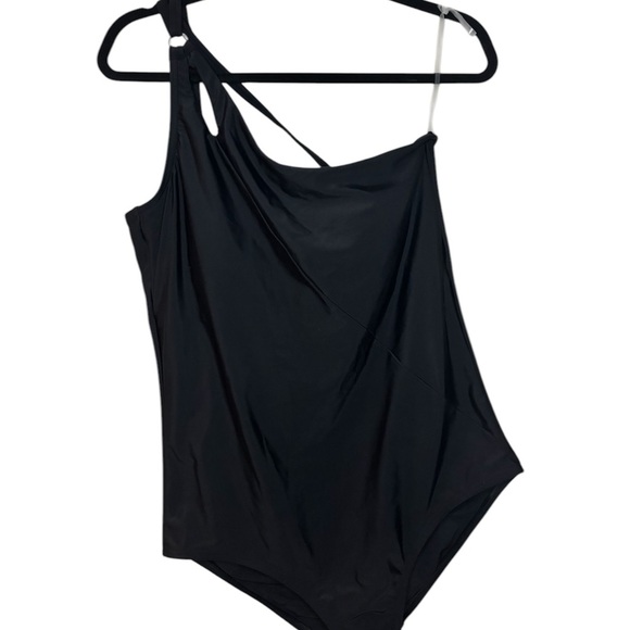 Land’s End Black One-Shoulder Swimsuit size L - Picture 1 of 4